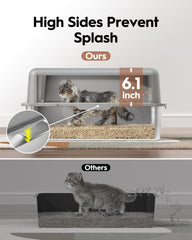 MLIKLU high-sided enclosure reduces scatter while giving cats private space.
