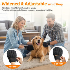MMGOPET glove removes fur from sofa surface in action.