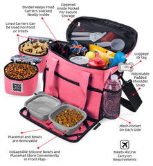 Mobile Dog Gear Week Away bag pink front drop-down section for quick access