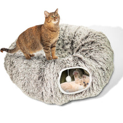MODAELITE cat donut bed brown closeup highlights plush comfort for lounging