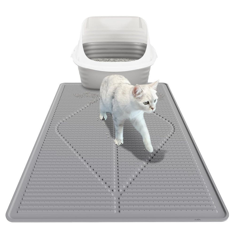Mofason XXL litter mat with large surface reduces tracking on floors.