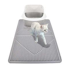 Mofason rubber large cat litter mat with 28x20 coverage catching litter from paws