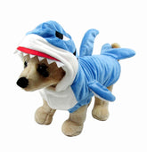 Mogoko shark costume for dogs front view keeps pets warm on autumn walks.