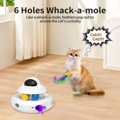 MOHAYA whack-a-mole mode engages cats with interactive popping challenges.