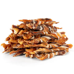 MON2SUN dog treats triple-flavor jerky twist sticks pack front, ideal reward during training for small dogs.