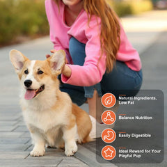 MON2SUN duck-wrapped rawhide 5inch protein-rich snack supports active puppies.