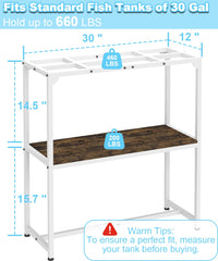 Mondazie 30gal fish tank stand top view shows stable surface with secure gaskets