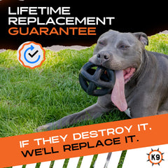 Monster K9 Indestructible Ball side view demonstrates chew resistance