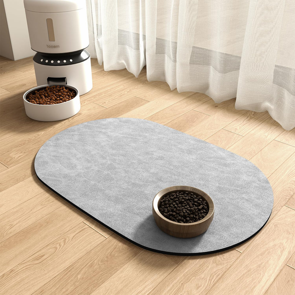 MontVoo absorbent dog food mat close-up shows quick-dry surface helping keep floors clean