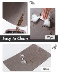 MontVoo absorbent pet feeding mat anti-slip-back demonstrates reliable grip during messy meals.