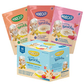 MOOCHIE salmon pouch in grain-free creamy seafood broth for hydrating cat treats.