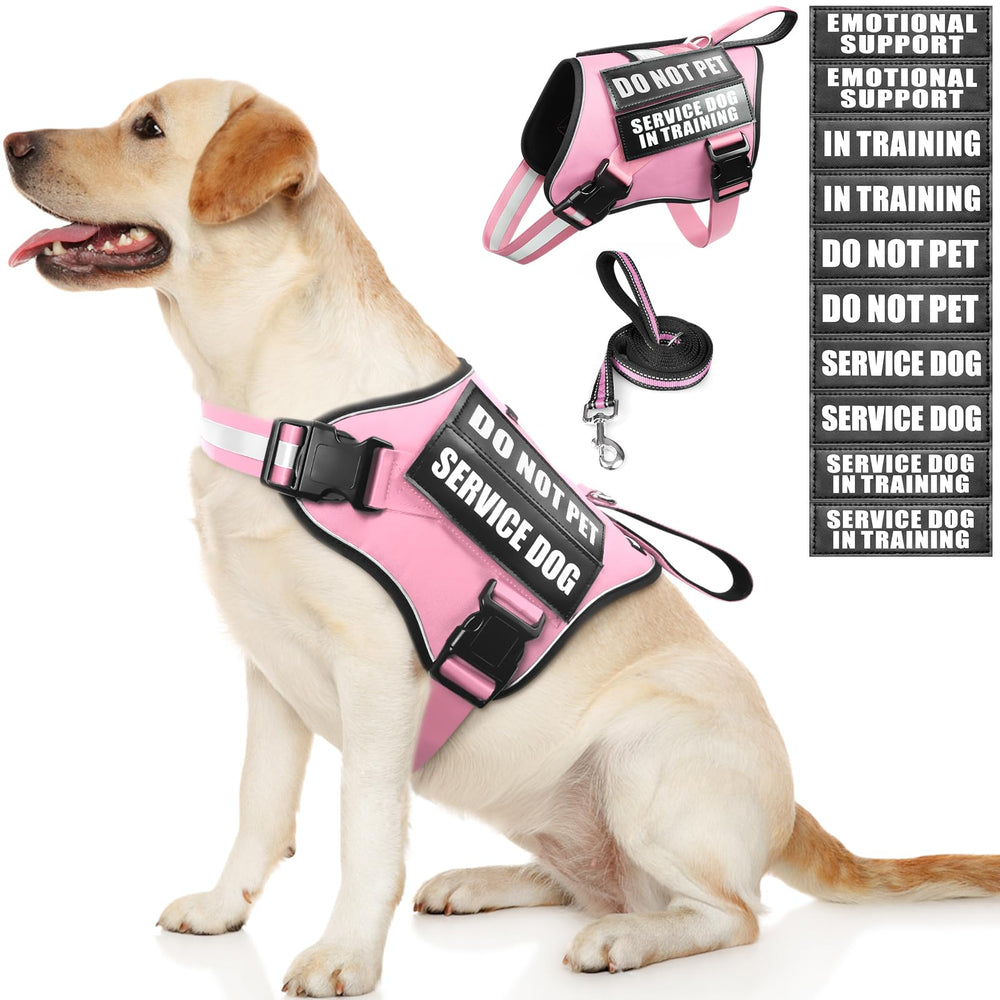 MOOGROU service dog harness pink M close-up for comfortable daily wear.