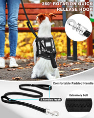 MOOGROU service dog leash with soft padded handles shown for comfortable control