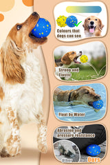 Moonorange dog tennis ball blue-circle front view highlights high-bounce for interactive play.