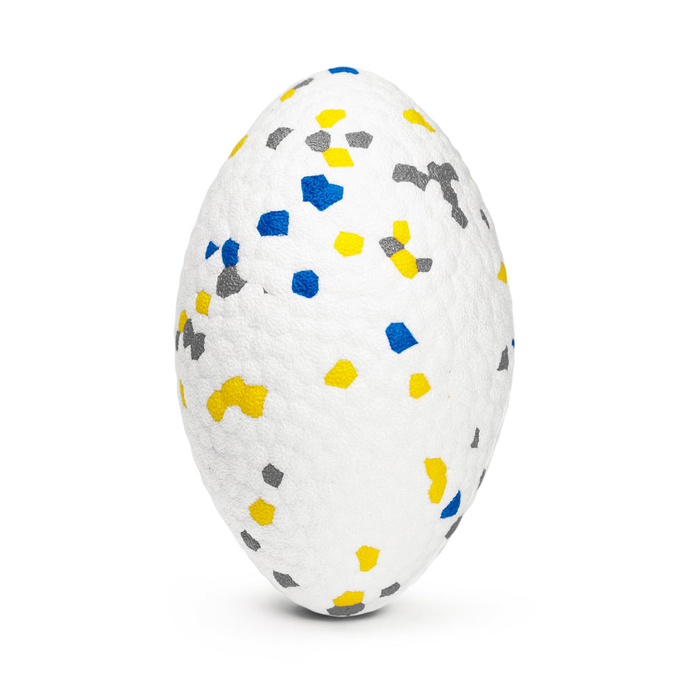 Moonorange indestructible dog rugby ball front view for aggressive chewers and outdoor play.