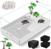 MoonOrange Large Turtle Tank front view with elevated fences for secure reptile housing.
