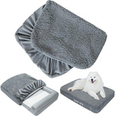 Moonsea funda cama perro felpa suave gris, confort inmediato para tu mascota.
