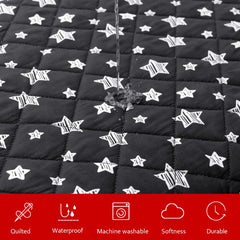 Moonsea star-print fabric close-up highlighting soft quilted texture for pet comfort