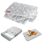 Moonsea waterproof dog bed cover with star grey print protects the bed from spills.