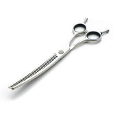 Moontay professional 7inch dog chunkers blade close for precise trimming and smooth, upward-curved cuts