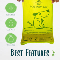 Moonygreen bags fitting leash dispensers highlight easy-take and quick-tie cleanup