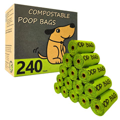 Moonygreen poop bag roll shown with dispenser and carabiner clip for easy on-the-go use.