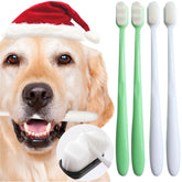MoonyMars dog toothbrush kit 4 pack with ergonomic handle for easy brushing.