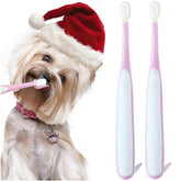 MoonyMars small-dog toothbrush pink front view for gentle brushing routine.