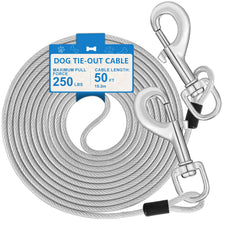 MooonGem 15ft tie-out cable with swivel prevents tangles during outdoor play.