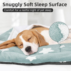 Mora Pets blue bed cushion provides gentle support for small dogs and cats.