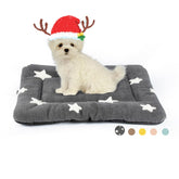 Mora Pets crate pad gray flat lay showing cozy small-dog sleep