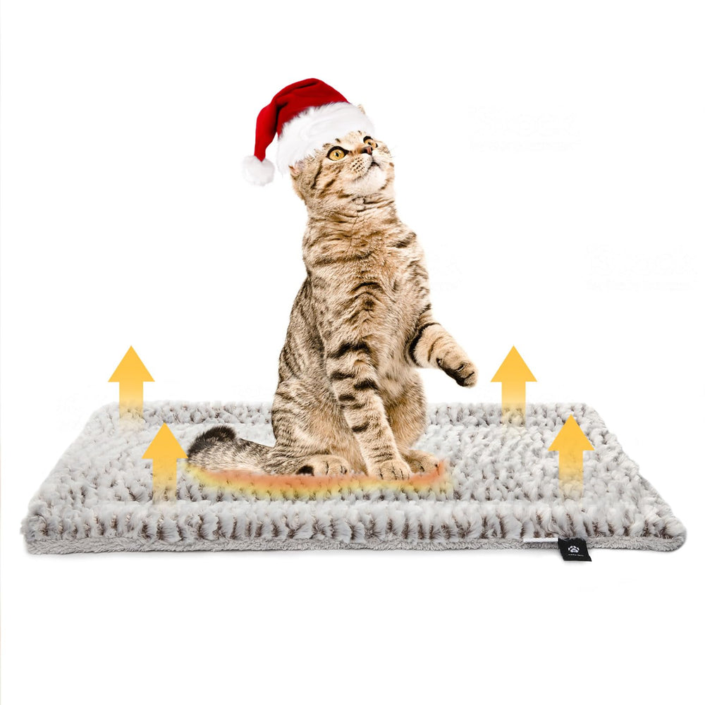 Mora Pets self-heating cat pad 22x17 setup provides ready warm space for indoor and outdoor cats.