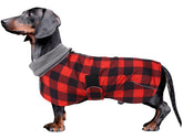 Morezi Dachshund Coat waterproof outer fabric protects during rainy walks.