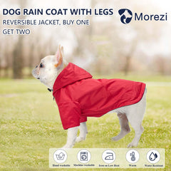 Morezi dog raincoat red harness hole highlights easy leash attachment for outings