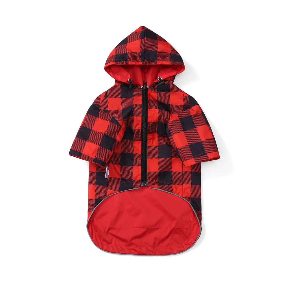 Morezi dog raincoat red hoodie on dog helps stay dry during rainy walks