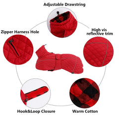 Morezi Whippet Coat with reflective piping for visibility at dusk