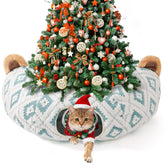 Morikey cat tunnel bed blue jacquard 01 offers a cozy hideaway for indoor cats.
