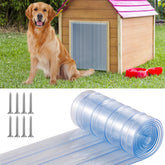 Morikey dog door flaps transparent-blue close-up showing clear visibility for outdoor access.