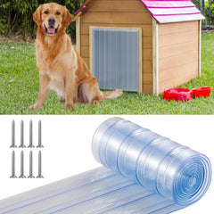 Morikey dog door flaps transparent-blue close-up showing clear visibility for outdoor access.