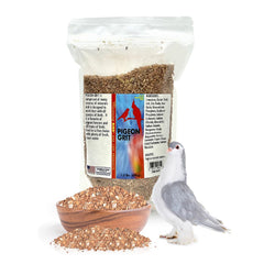 Morning Bird Pigeon Grit resealable bag highlights freshness and storage ease.