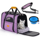 Morpilot pet travel carrier foldable bag in purple for easy portability