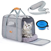 Morpilot portable cat carrier spacious enables comfortable stretching during travel.
