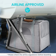 Morpilot soft-sided cat carrier mesh design lets cats observe surroundings safely.