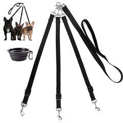 MoSANY 3-way dog leash main setup for managing three dogs on walks