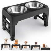 Moserein elevated dog bowls stand assembly showing sturdy frame for mess-free feeding.