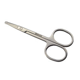 Motanar 3.5-inch round-tip scissors closeup showing safe ball-tipped blades for precise trimming.