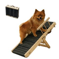 Mousterian small dog ramp folded-wood design for easy transport