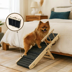 Mousterian small dog ramp with removable side rails for safety