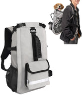 Moysoon dog backpack loading-pet demonstrates quick loading for convenient travel.