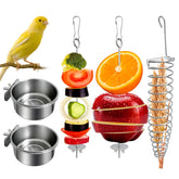 MQACPUPY bird cage food bowl set assembly shows solid stainless steel construction for hygiene